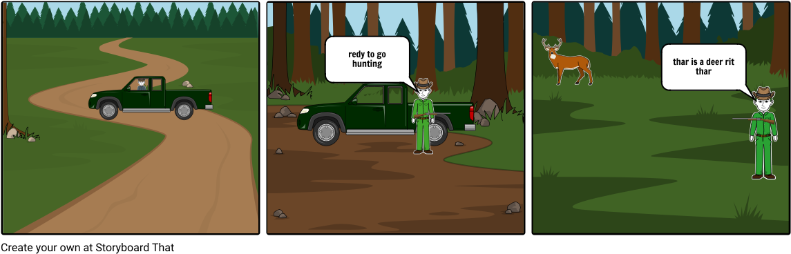 redy To Go Hunting ﻿thar Is A Deer Rit Thar - Cartoon (1164x385), Png Download