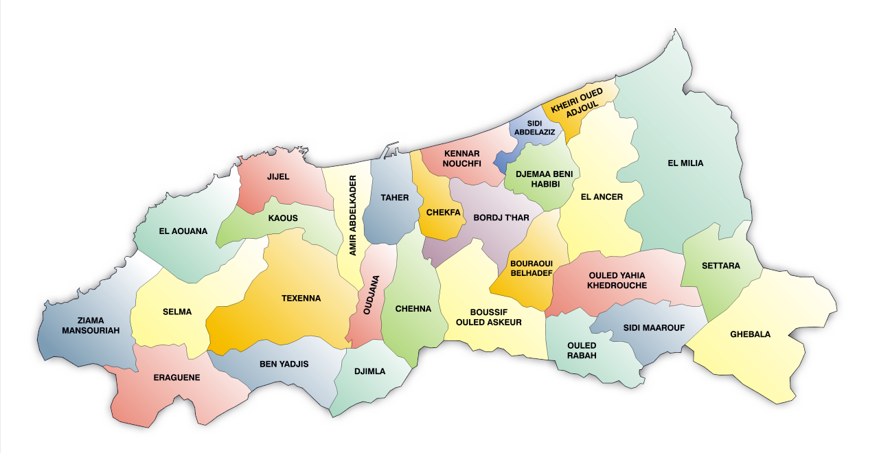 Wilaya Jijel Communes - خريطة بلديات ولاية بجاية (1280x660), Png Download