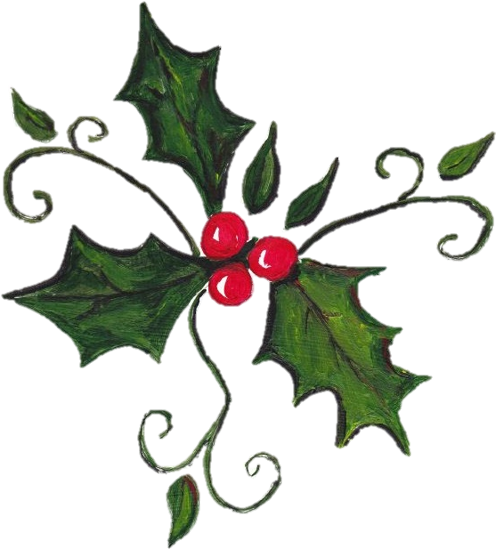 Holly Leaves Artwork - Flower (563x626), Png Download