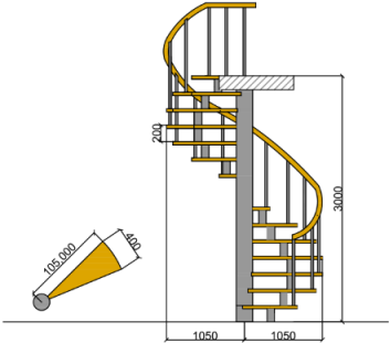 Semi-oval Staircase Is A Staircase Consisting Of A - Dairəvi Pilləkənlər (400x336), Png Download
