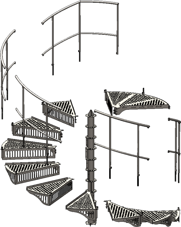 Exmachina High Rolling Spiral Staircase - Stairs (730x832), Png Download