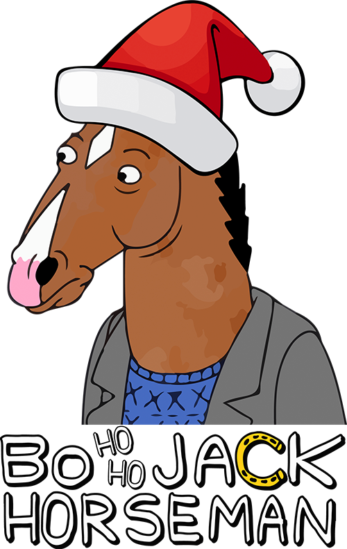 Bojack Horseman Funny Christmas Adult Kids T-shirt - Bojack Horseman Png (500x791), Png Download