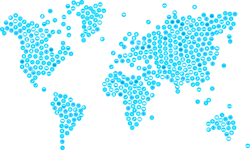 Abstract World Map Png Photo - World Map Icon Blue (960x577), Png Download