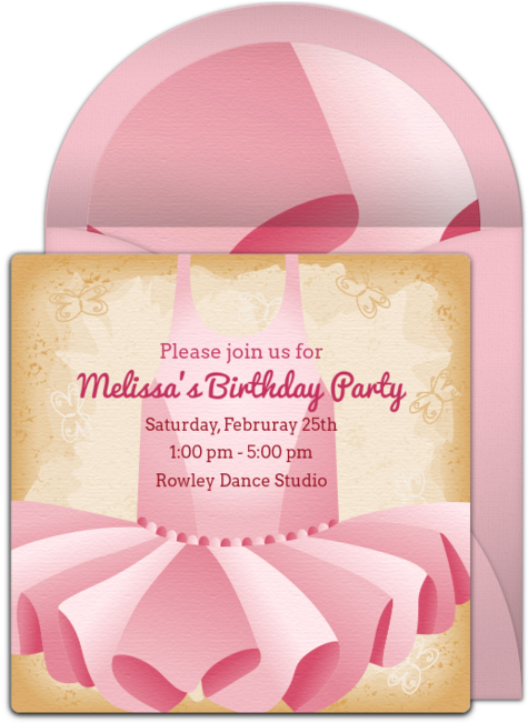 Ballet Tutu Online Invitation - Birthday Background (650x650), Png Download