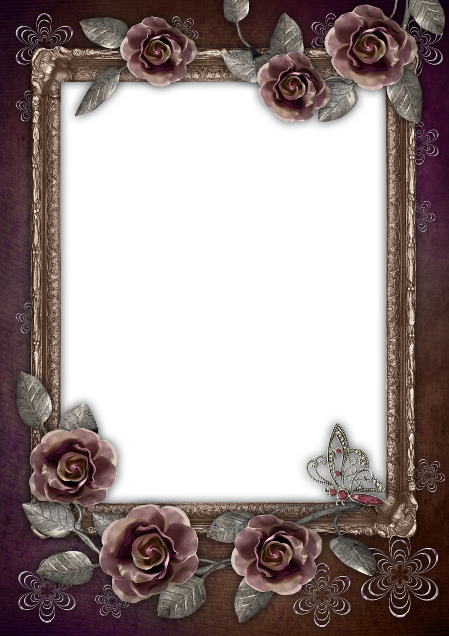 Download Portrait Frame Photoshop Clipart Borders And - Brown Flower Photo Frames (900x1273), Png Download