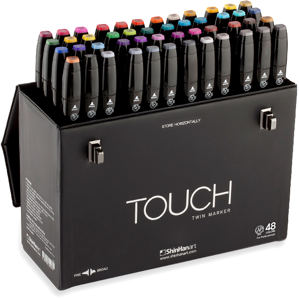 Shinhan Touch Twin Marker Sets Sm - Shinhan Touch Twin Art Markers Broad Chisel / Fine (669x669), Png Download