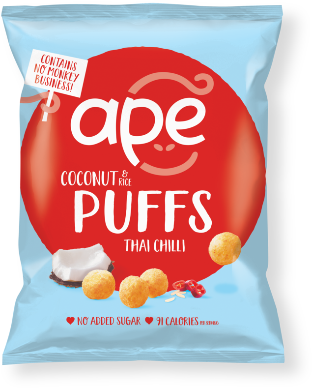 Coconut Puffs Thai Chilli Share Bag - Ape Crunchy Coconut Bites Natural (30g) (700x866), Png Download