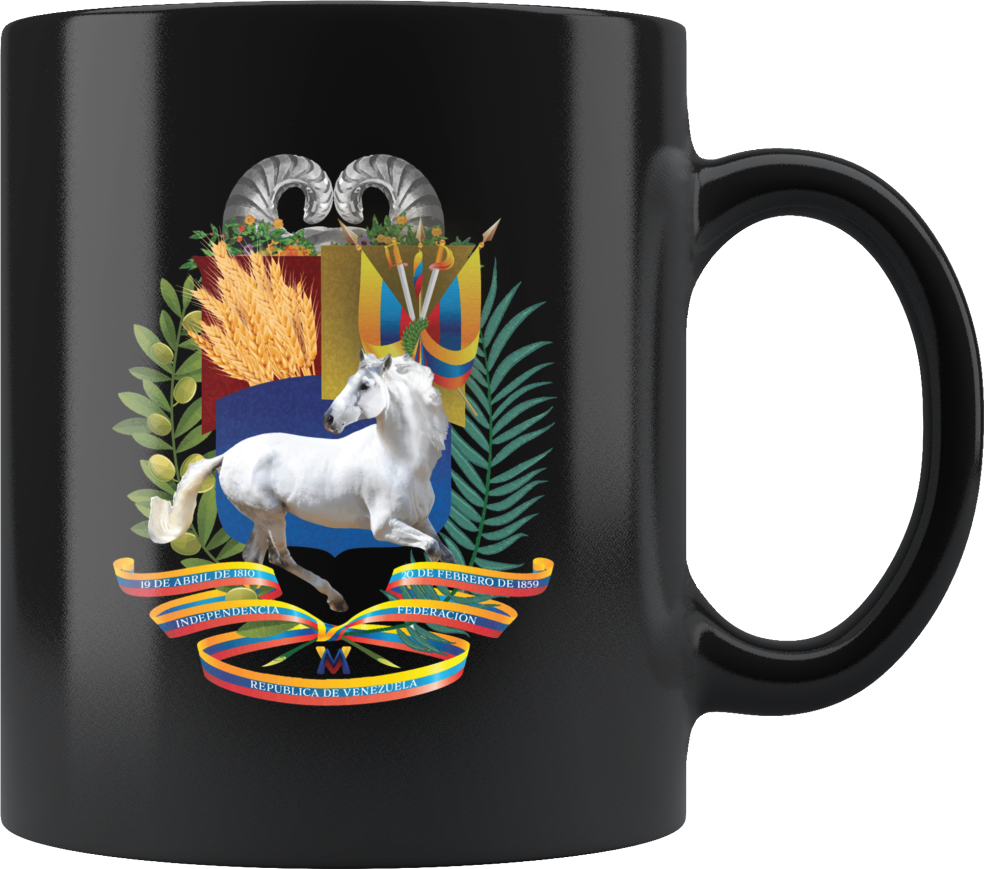 Escudo De Venezuela 3d (taza Negra 11oz) Nuestros Símbolos (2000x2000), Png Download