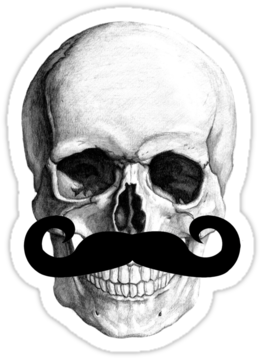 Skull With Mustache Sticker By Nerdtown - Mexican Skull Mustache (375x360), Png Download
