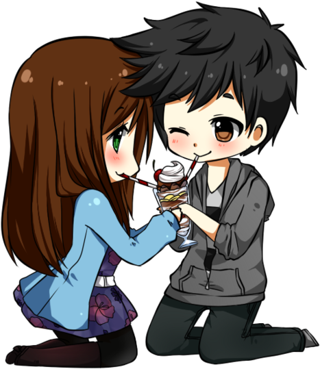 Couple, Love, And Chibi Image - Chibi Couple (500x548), Png Download