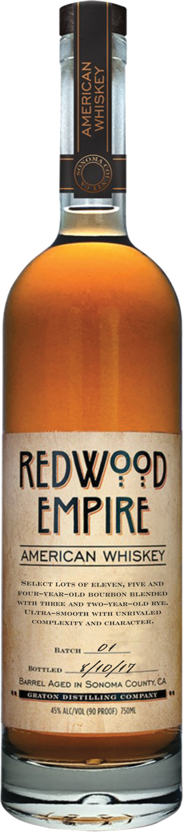 Rwe Amer Whiskey Bottle - Redwood Empire American Whiskey (608x2754), Png Download