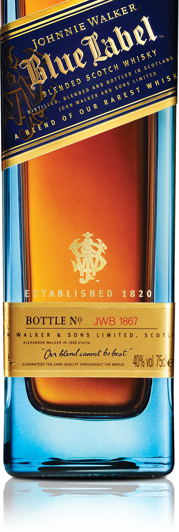 Johnnie Walker Blue Label Whisky 70cl (621x1842), Png Download
