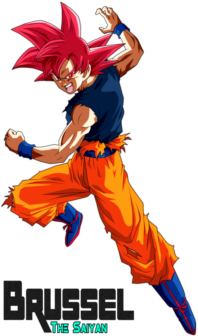 By Brusselthesaiyan Deviantart Com - Goku Ssj God Png (687x1163), Png Download