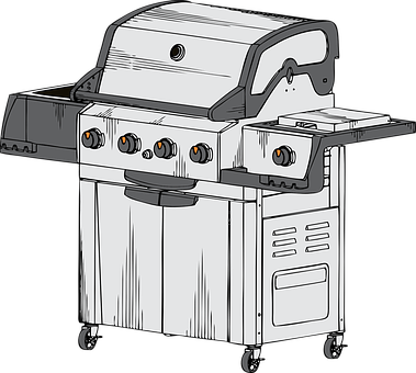 Barbecue Grill Propane Grilled Meal Cookin - Bbq Grill Clip Art (379x340), Png Download