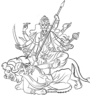Durga Puja Is The National Festival Of The Bengalis - Maa Kali Full Drawing (371x391), Png Download