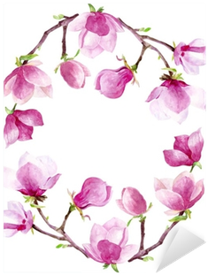 Magnolia Watercolor Wreath Floral Frame Border Wedding - Bridal Shower Clipart Floral (400x400), Png Download