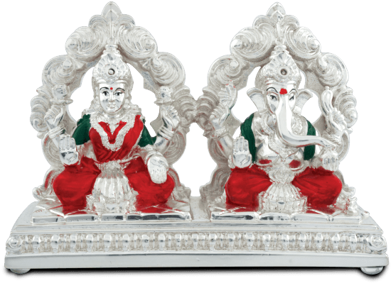 Laxmi Ganesh Pair - Ganesh And Laxmi Png (600x424), Png Download