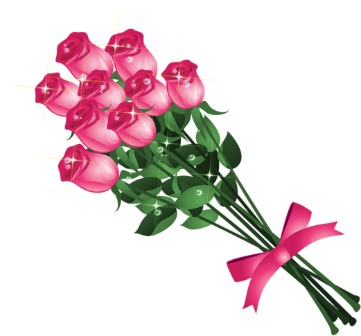 Transparent Pink Roses Bouquet Png Clipart Picture - Bouquet Of Roses Png Vector (600x541), Png Download