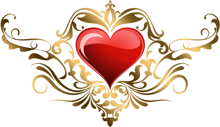 Hearts Corners Lz 005 By Lyotta On Deviantart Picture - Ornaments Png Gold Heart (1024x662), Png Download