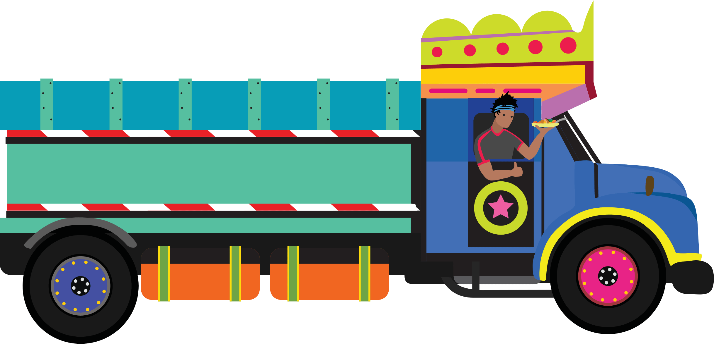 Chaat Food Cart Illustration - Chaat Food Illustration (2436x1176), Png Download