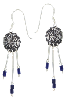 Earrings Pearl Lapis Blue Disc Bars Sterling Silver - Ohrhänger Perlen Lapis Blau Scheibe Stäbe Sterling (230x350), Png Download