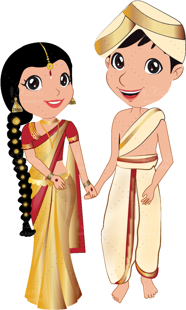 Kannada Invitation Design Online Kards - Kannada Couple Cartoon (751x1200), Png Download