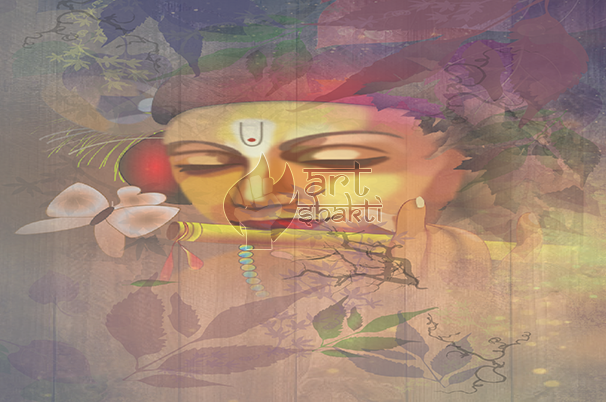 Abstract Lord Krishna Background - Modern Art (606x402), Png Download