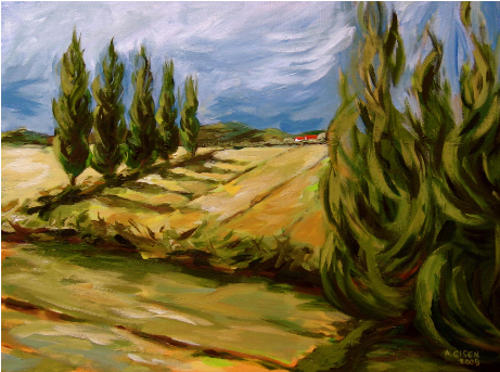Glass - Tuscan Landscape (521x392), Png Download