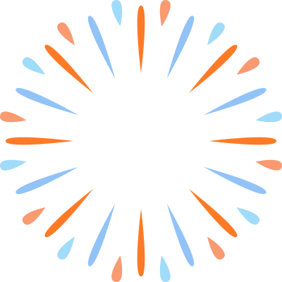 Clipart Fireworks Orange - Blue And Orange Cliparts Fireworks (400x400), Png Download