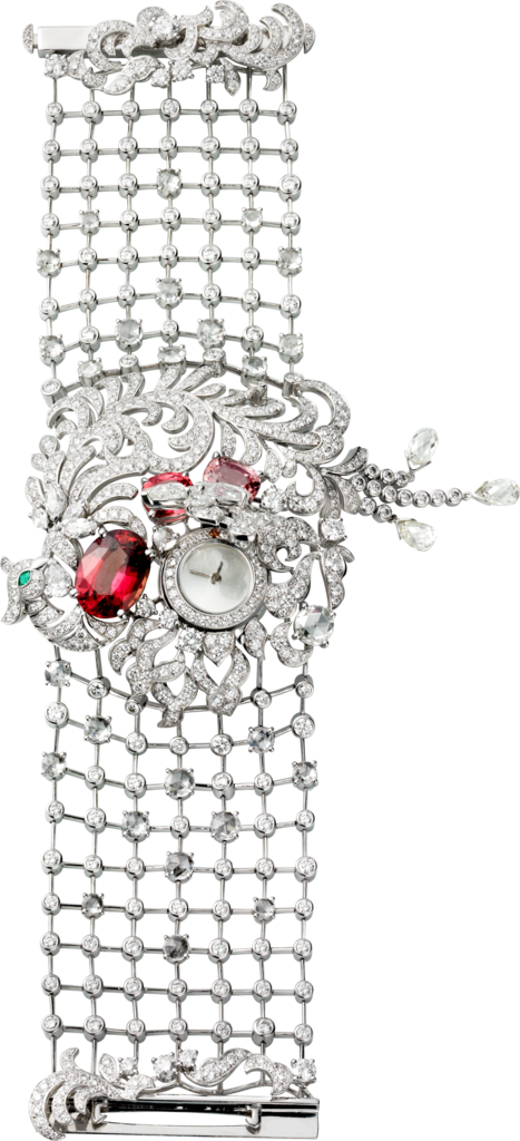 High Jewellery Watchsmall Model, 18k White Gold, Diamonds, - Cartier (467x1024), Png Download