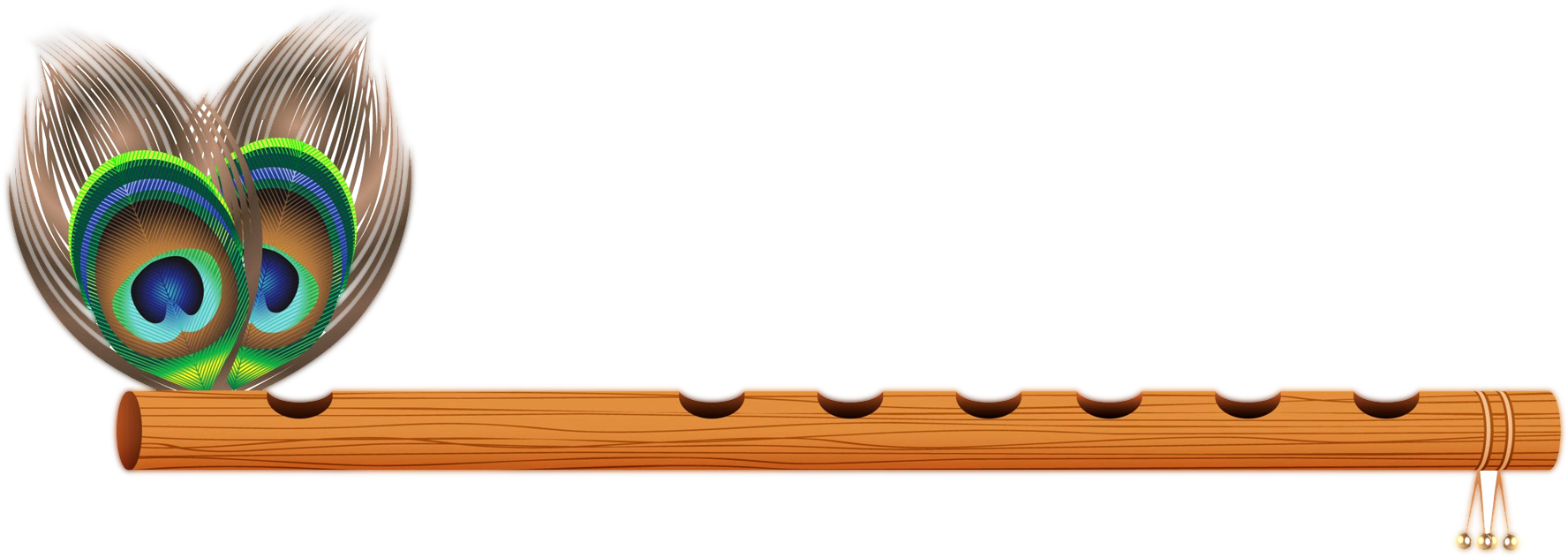 Lord Krishna Png Image With Calf - Lord Krishna Flute Png (1844x674), Png Download