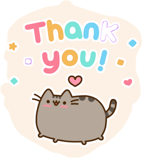 Thank You Sticker Challenge On - Pusheen Saying Thank You Gif (480x531), Png Download