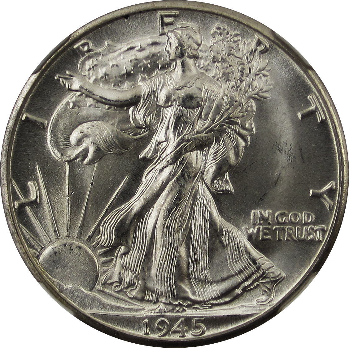 Walking Liberty Half Dollar 1945d Obverse - Walking Liberty Half Dollar (1127x1121), Png Download
