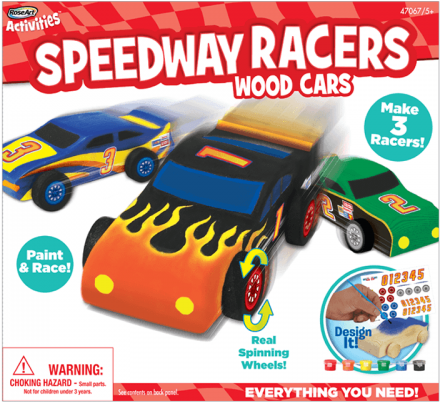 Speedway Racers - Roseart Roseart Wooden Speedway Racers Craft Kit Toy (500x500), Png Download
