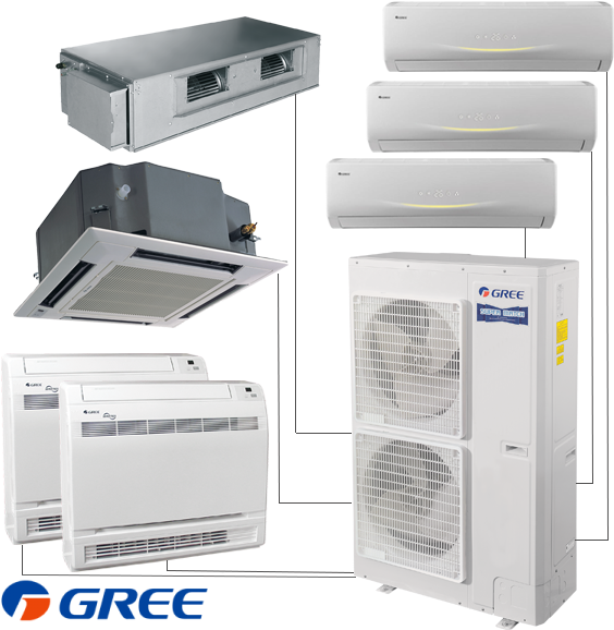 Multi-split System Gree Gwhd Nk3co - Gree - 18k Btu - Ceiling Cassette With Grille - (600x600), Png Download