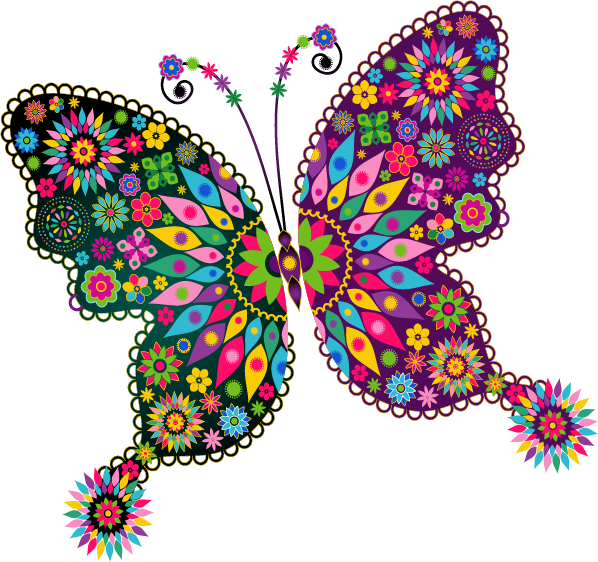 Mariposas Pintadas Con Puntillismo (598x562), Png Download