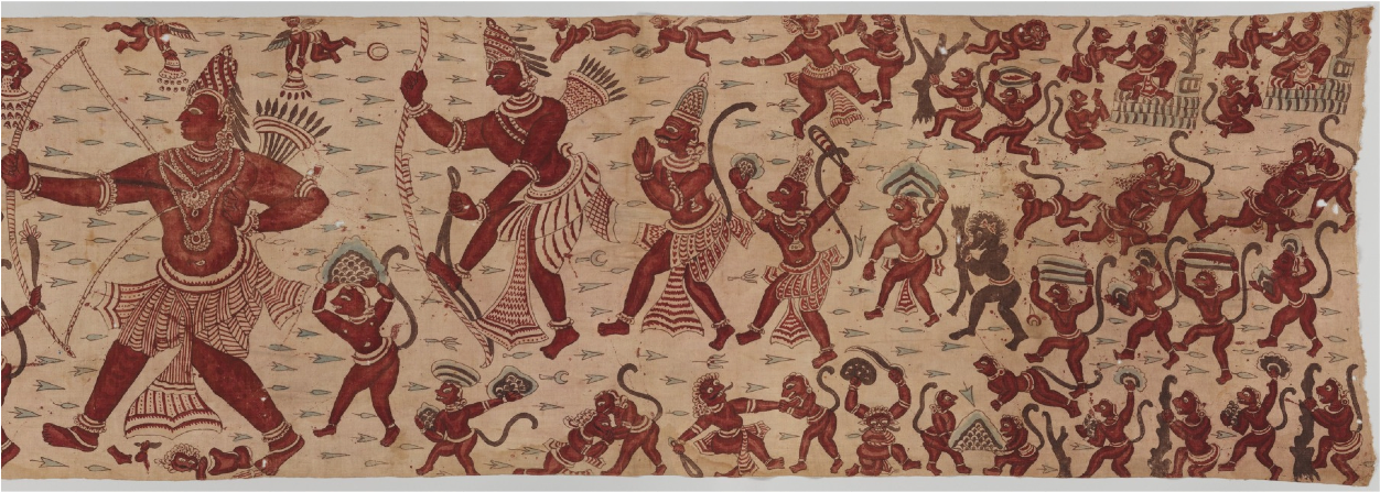 Some Members Of Hanuman's Army Engage In Mortal Combat, - Combat Of Rama And Ravana (1359x550), Png Download