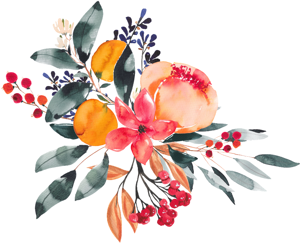Colorful Hand Drawn Flowers Leaves Bouquet Watercolor - Watercolor Painting (1024x841), Png Download