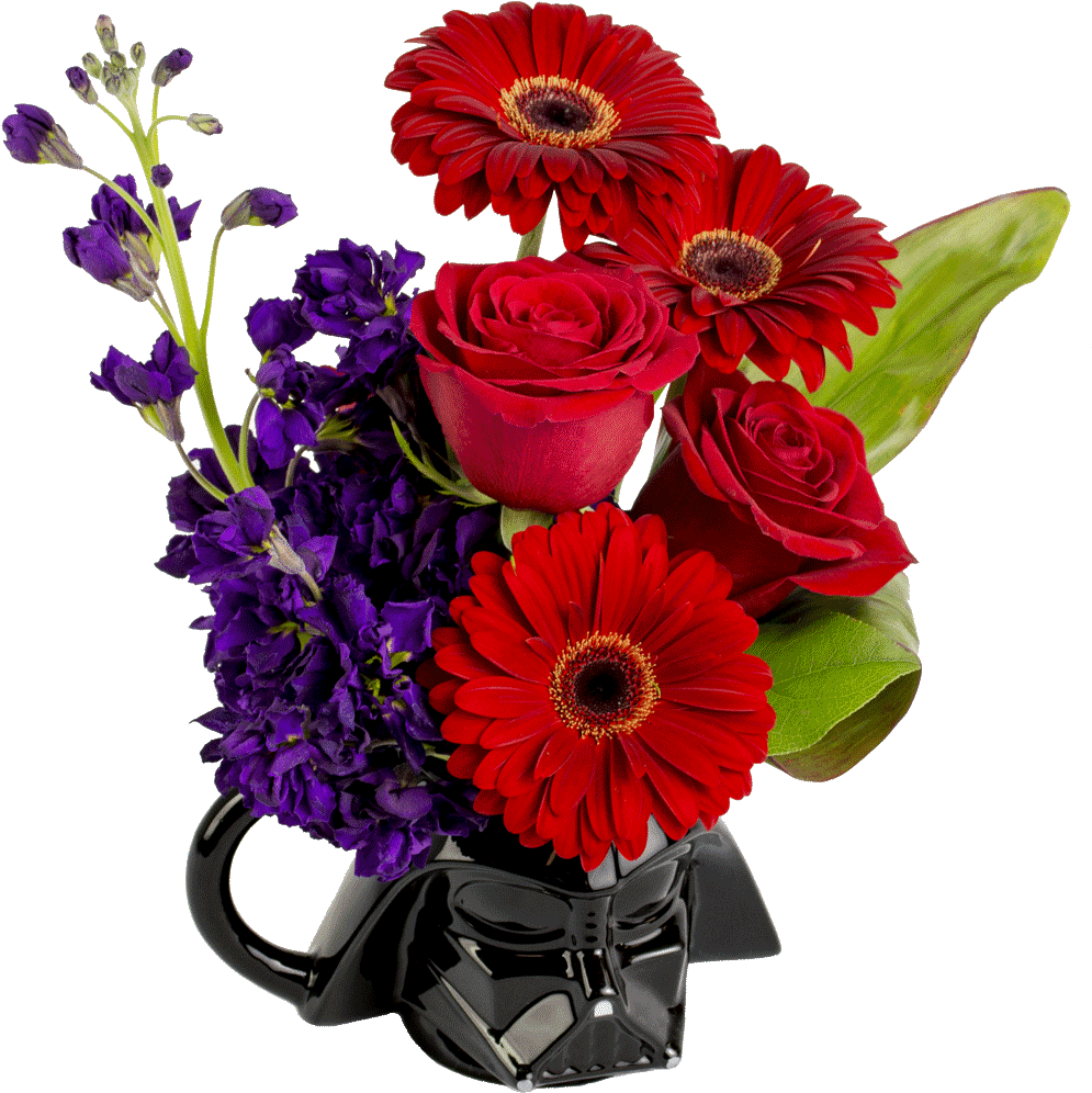 Darth Vader Flower Mug - Transparent Flowers In Basket With Stuffed Animals (1024x1024), Png Download
