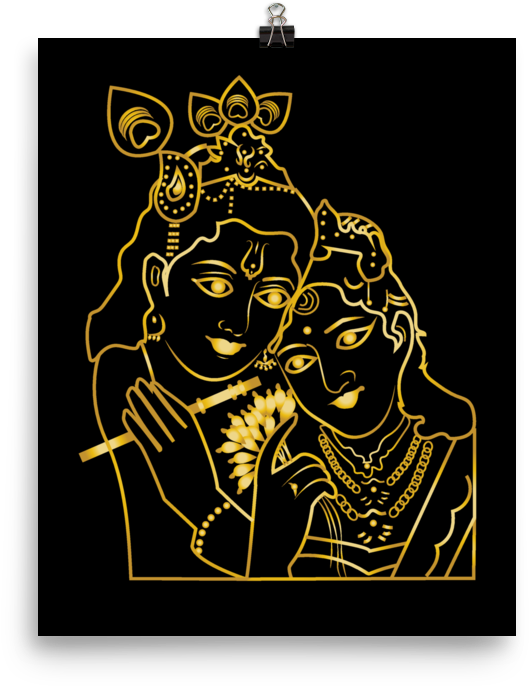 Radha Krishna Photo Paper Poster - Illustration (1000x1000), Png Download