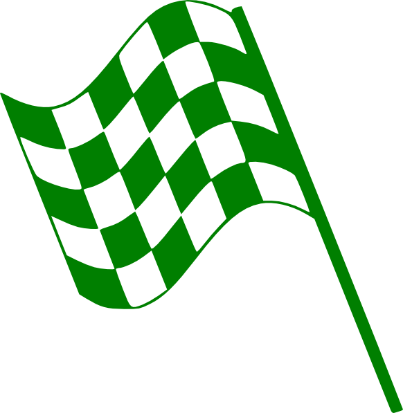 Green Flag Clip Art At Clker - Checkered Flag (582x597), Png Download