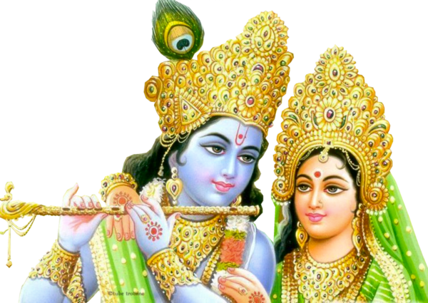 Couple Divinités Hindous Krishna Et Radha - Radha Krishna Photo Png (600x425), Png Download