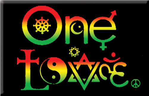 One Love Symbols Rasta Colors Rectangle Sticker - Reggae Rastah (500x500), Png Download