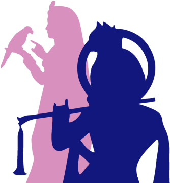 Radha Can Hide In A Temple To Avoid Meeting The Grandmothers, - Shree Krishna Black And White (343x400), Png Download