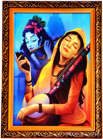Krishna And Lovely Meerabai Digital Reprint Painting - He Krishna - Meera Bhajans (500x500), Png Download