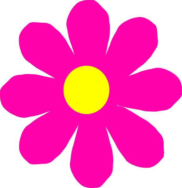 Floral Clipart Pretty Flower - Clip Art Pink Flower (582x599), Png Download
