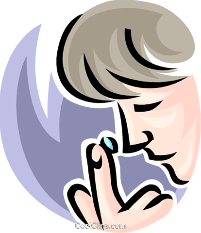 Person Putting In A Contact Lens Royalty Free Vector - Contact Lens Vector Png (414x480), Png Download