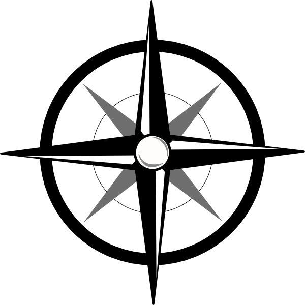 Mata Angin Logo - Black And White Compass Rose Clip Art (600x600), Png Download