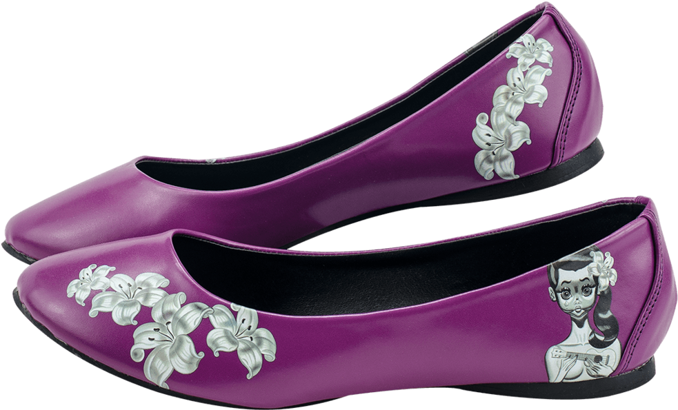 0005945 A8339l - T.u.k. Women's A8339l Ballet Flat,purple/white,5 M (1000x799), Png Download