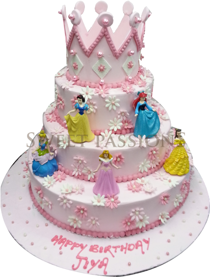 Disney Princess Cake With Crown Only 2 Layers Disney - 2 Layer Birthday Cake Princes (430x600), Png Download